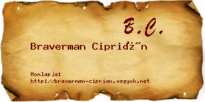 Braverman Ciprián névjegykártya